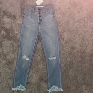 HIDDEN brand High-Waisted Distressed Blue Jeans. Brand new, never worn.